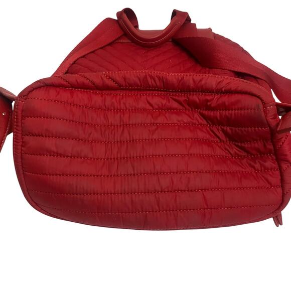 Tory Burch Red Backpack Leather Quilted Nylon Bag - Picture 6 of 13